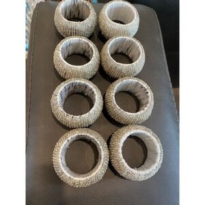 Glam Beaded Silver/Gray Napkin Rings Set of 6